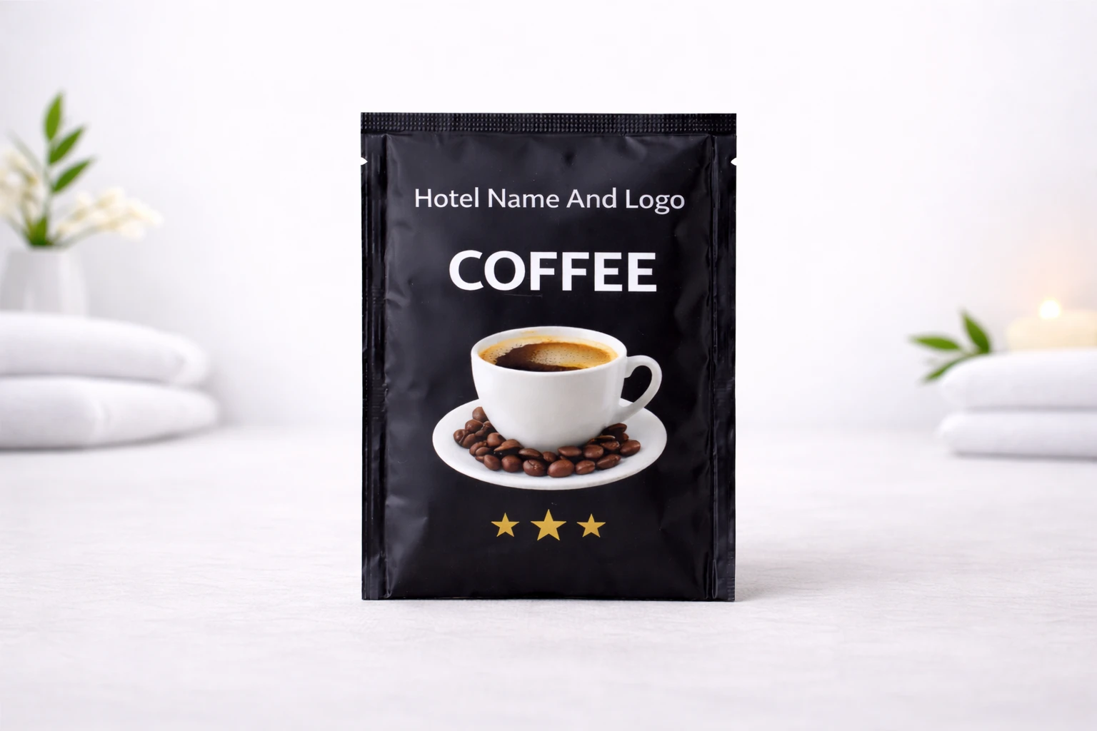Hotel Coffee Sachets – Custom Branding with Hotel Name & Logo