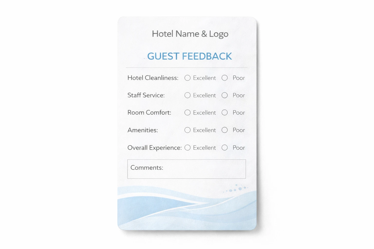 Guest Feedback Card – Custom Branding with Hotel Name & Logo