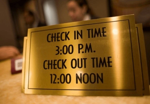 Check-In / Check-Out Time Board – Hotel Rules Sign Board