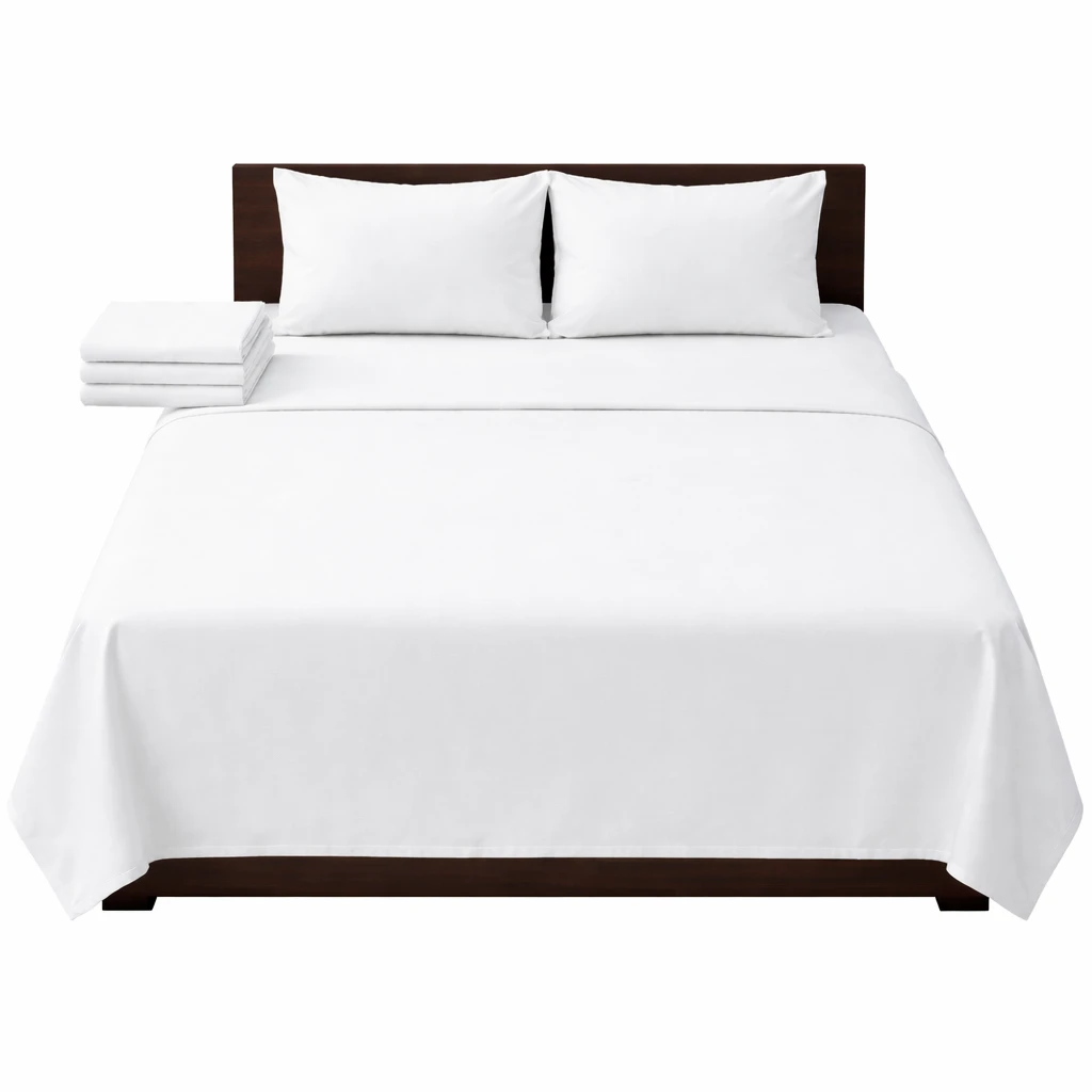 Hotel Double Bedsheet Set 108"x108" – Pure Cotton Percale 300 TC with 2 Pillow Covers